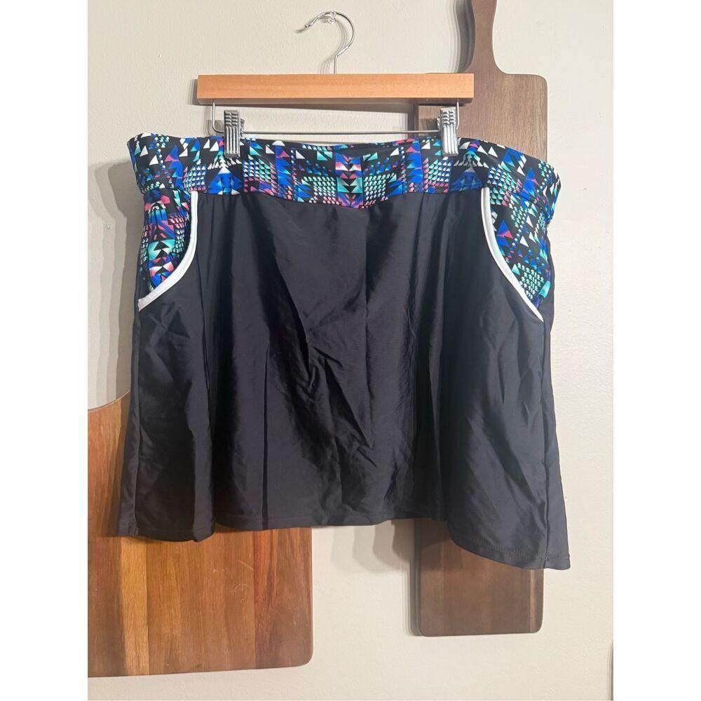 Swimming skort black tribal print waist band size 3X